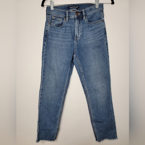 Calvin Klein Jeans Pants Short Crop Size 25 Blue Womens Denim High Rise Straight - Picture 2 of 9